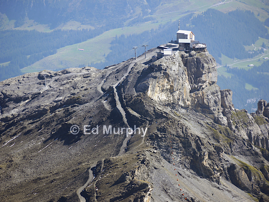 The Birg cable car station of the Schilthornbahn