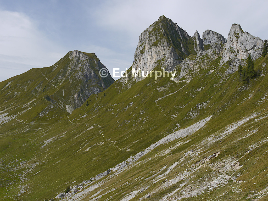The Leiterenpass between the Gantrisch (L) and the Nünenen
