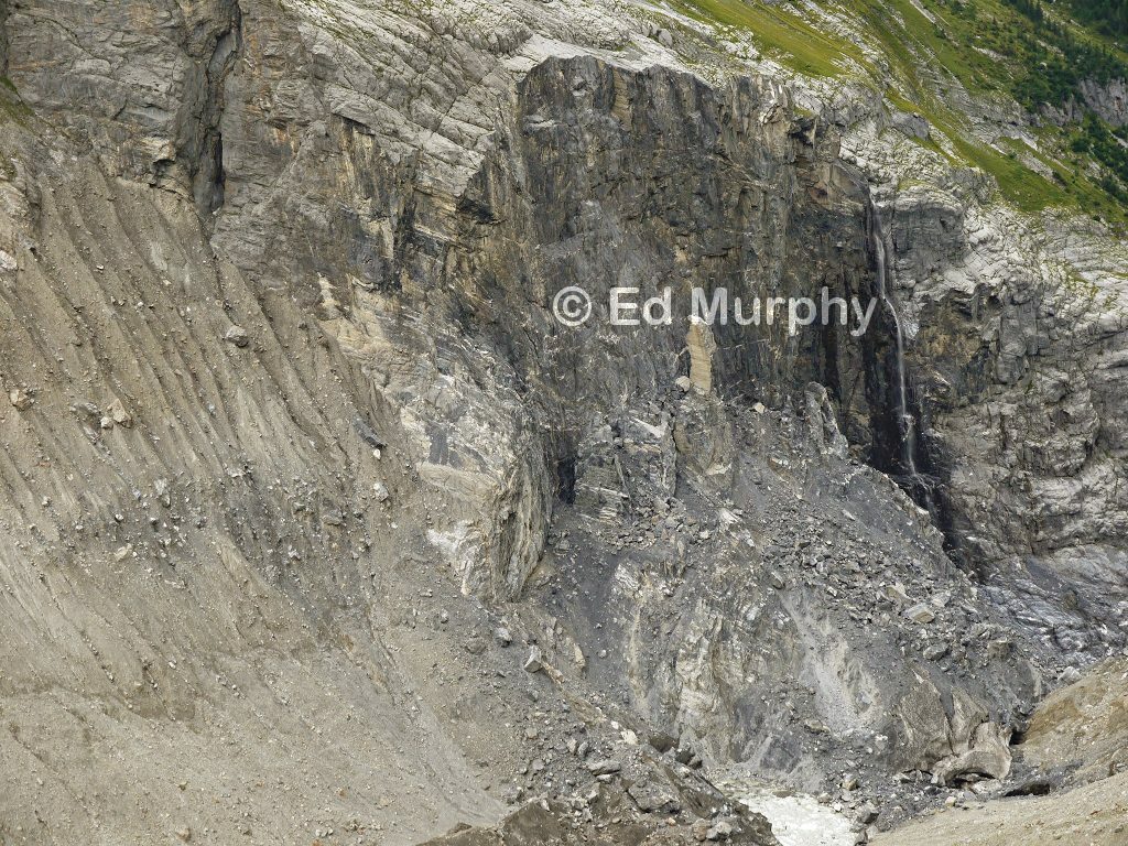 Rubble pile from the slump of the Eiger's easternmost flank