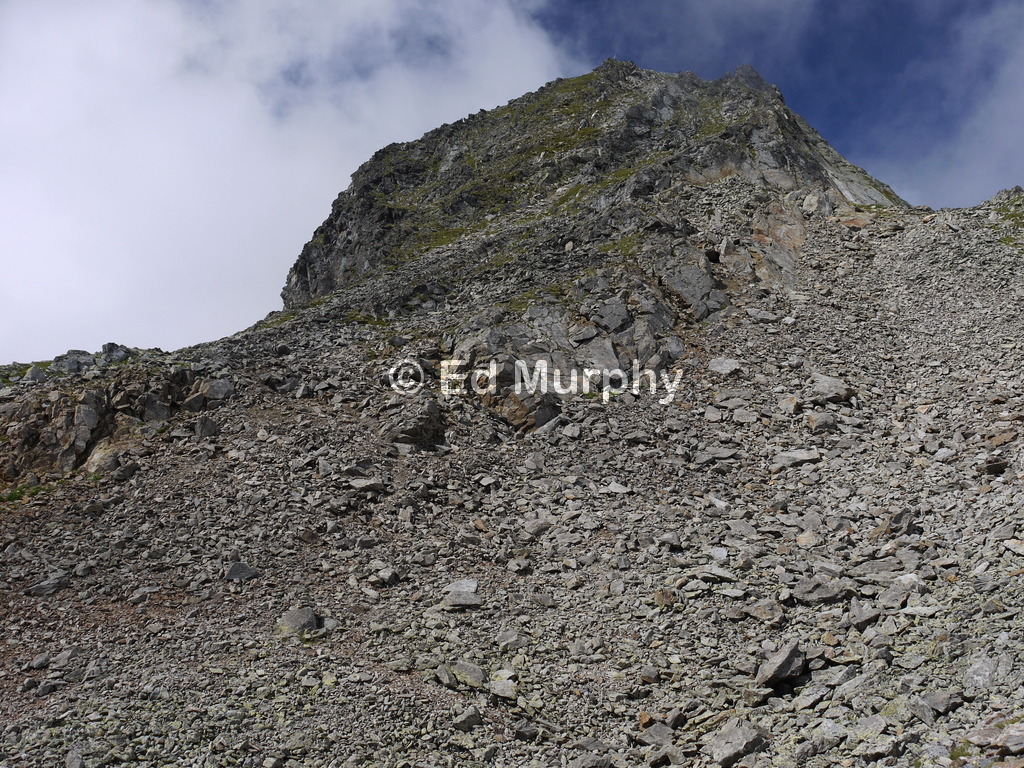 Stony terrain below the Jolitaler Schwarzhorn summit