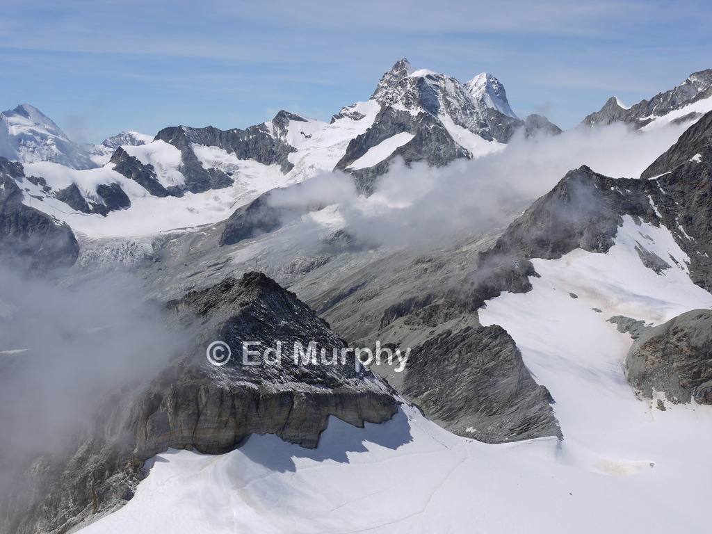 The Furggji saddle and the track beneath the Platthorn