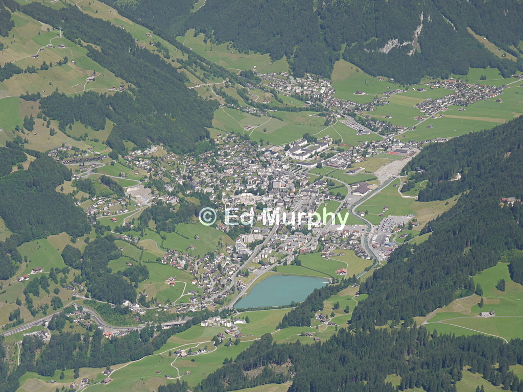 Engelberg town seen from the summit of the Hutstock