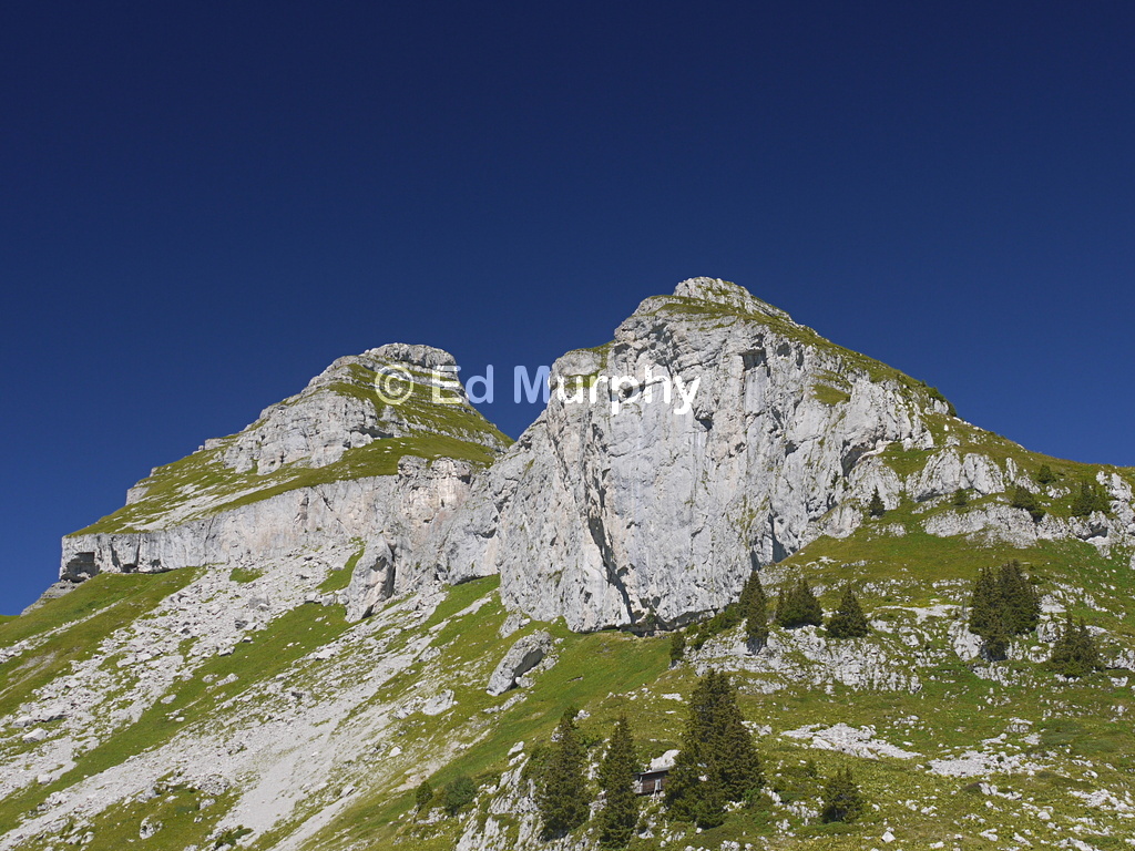 The Tour de Mayen (L) and the Plan de Mayen cliffs (R)