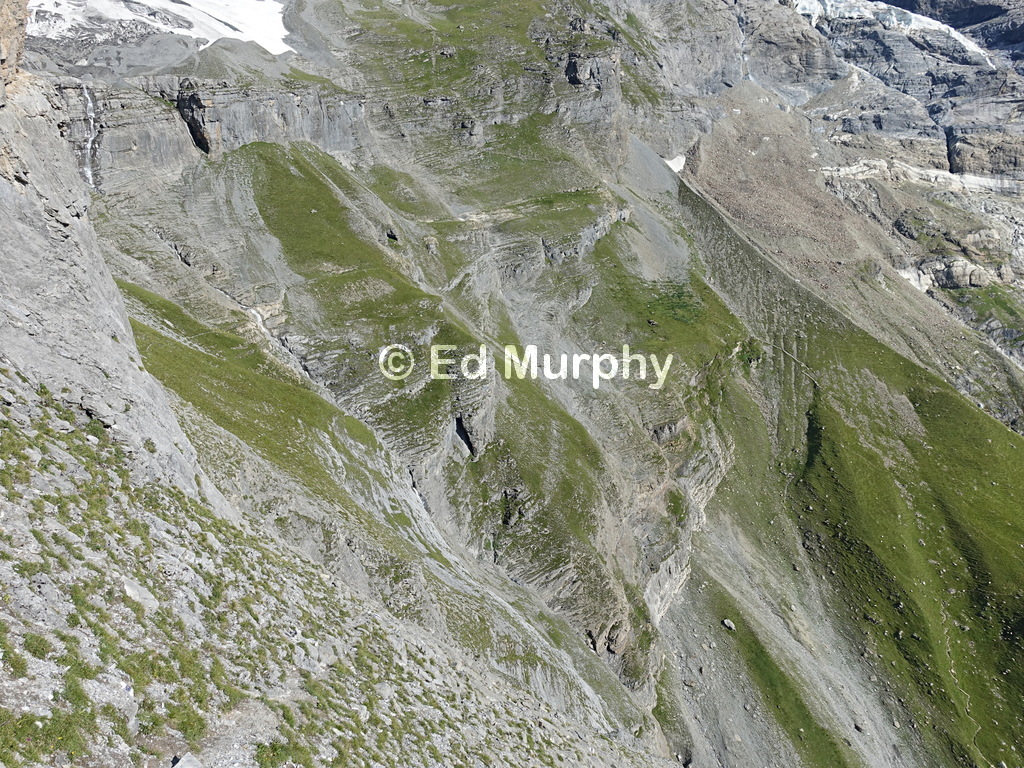 The track across the amphitheatre to the Rottal Hut junction