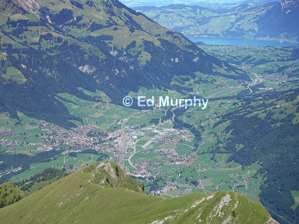 View across Frutigen to Lake Thun from the Elsighorn